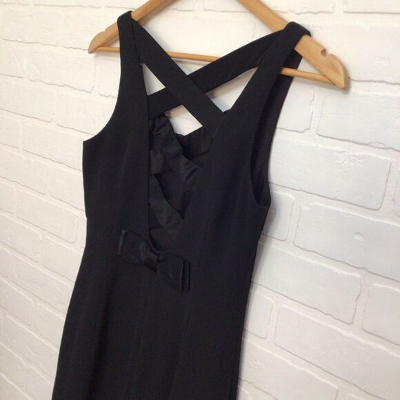 JOSEPH Ribkoff long black dress classic open back ribbon sleeveless black size 4 - Picture 6 of 15
